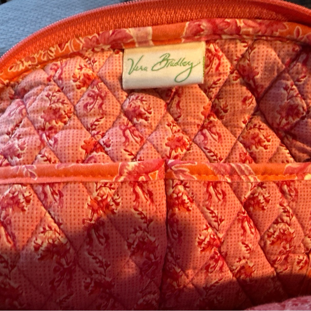 Vera Bradley Floral Quilted Cosmetic Bag - Pink and Orange
